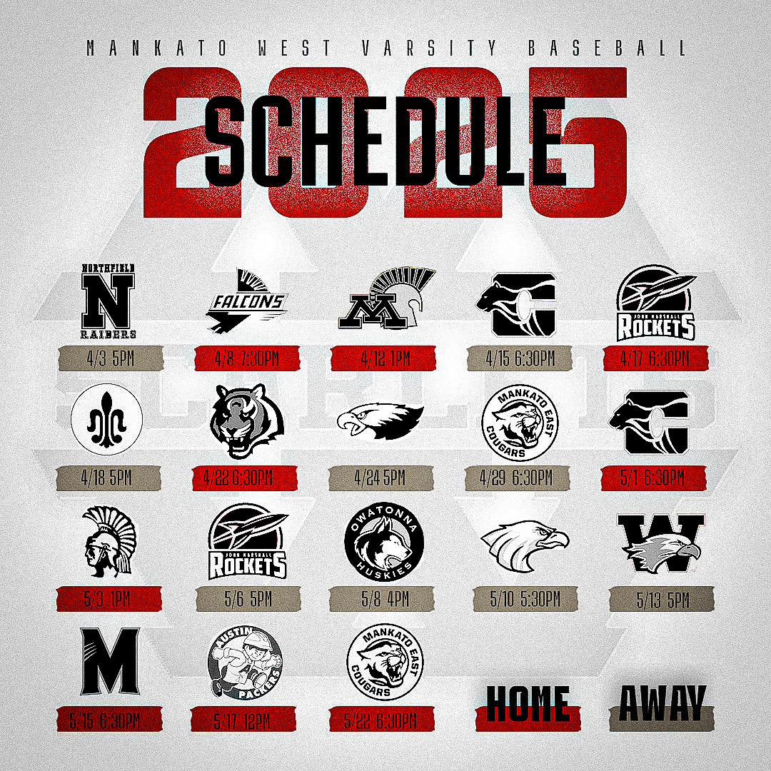 Your Mankato West Scarlets 2025 Schedule! ⚾️