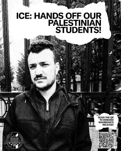 🚨NEW MATERIALS FOR MAHMOUD: Inspired by a 1974 General Union of Palestinian Students design, these letter-sized posters are easy to print and distribute. Leave them at libraries, on campus, and across your city. Mahmoud Khalil will be free.