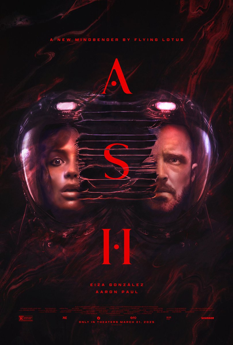 FilmUpdates's tweet photo. New poster for Flying Lotus’ ‘ASH’ starring Eiza González and Aaron Paul.

A woman wakes up on a distant planet and finds the crew of her space station viciously killed. Her investigation into what happened sets in motion a terrifying chain of events.

In theaters March 21. https://t.co/TiAeGSV2NI