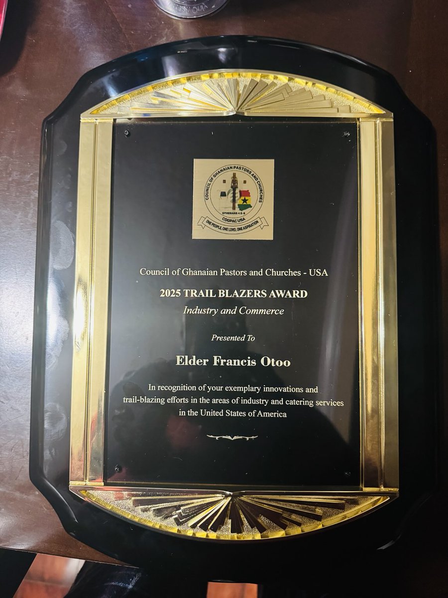 ChefFrancisOtoo's tweet image. Congratulations on receiving the 2025 Trailblazer for Industry and Commerce award! This is a tremendous honor, recognizing your contributions to Ghana's growth and development.
It's fascinating to see the Council of Ghanaian Churches and Pastors of the USA and Embassy of Ghana.