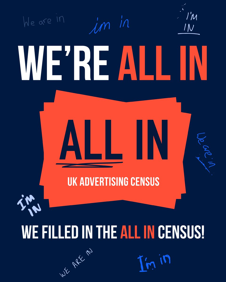 We’re supporting the ALL IN census and if you also work in advertising and marketing the survey is still live so please have your say  too - the data is invaluable and helps make our industry a better, more inclusive and welcoming industry for everyone.