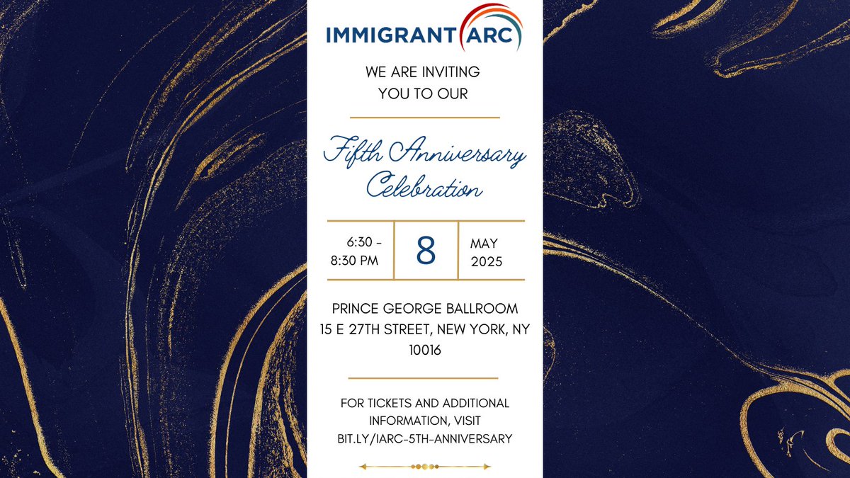 Mark those calendars!

Registration for Immigrant ARC's 5th Anniversary Celebration is now LIVE!

This will be an event you won't want to miss! Register today: immigrantarc.org/events/i-arcs-…