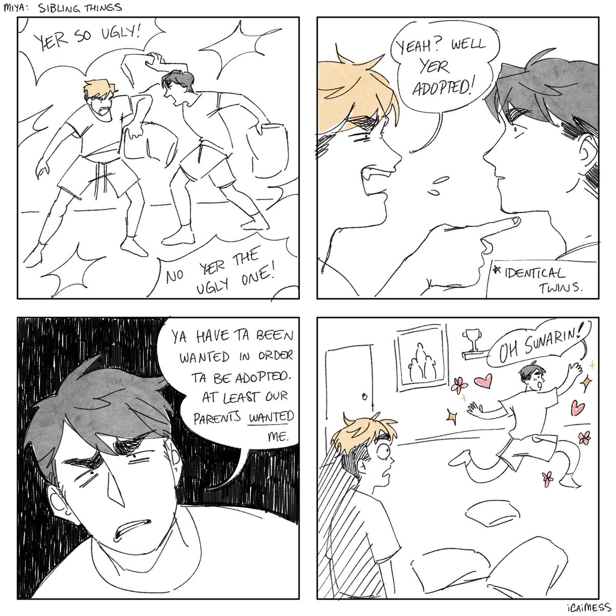 icaimess's tweet image. sibling things #miyatwins #haikyuu