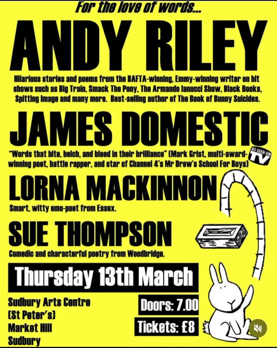 Tomorrow - i'm on in Sudbury as part of a great evening of poetry and spoken word and FUN. Not too pricey either! Come along if you're in the area. I'll be giving away a few books too