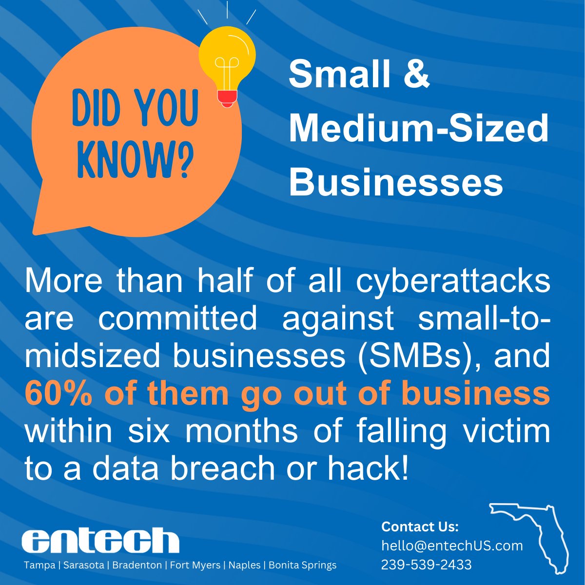 ❗Cyberattacks are a serious threat to small and medium-sized businesses and need to be taken seriously. Many hackers target these businesses due to their lack of protection. Are you protected? 👈 

#cyberattacks #hacking #smallbusiness #entechus