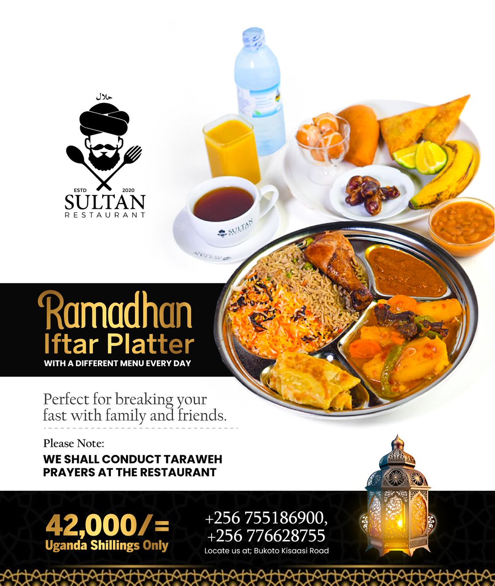 SultanRestaur2's tweet image. OUR IFTAR PLATTER IS 🔥 
ONLY AT 42,000/-
📲 0755 186 900