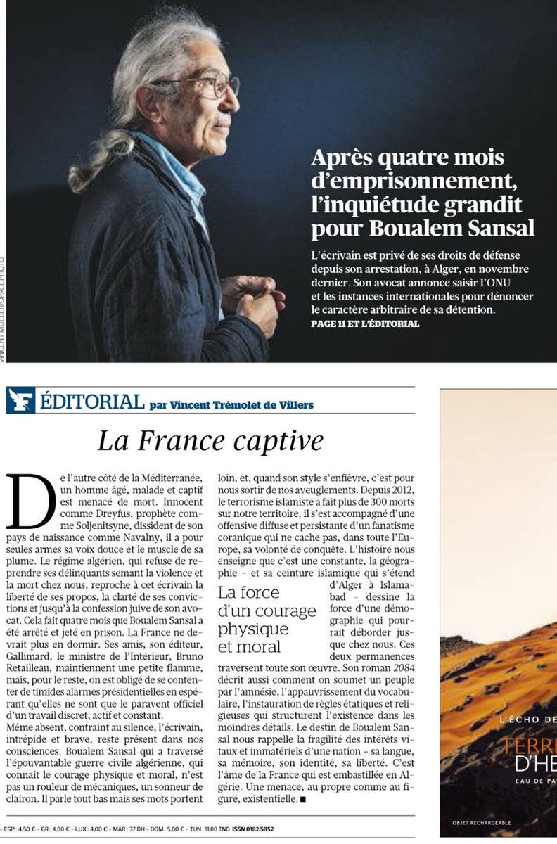 Freddy_Roy's tweet image. Boualem Sansal, écrivain dissident, emprisonné depuis 4 mois en Algérie. Un silence insoutenable, une injustice criante. L&apos;édito de @vtremolet in @Le_Figaro éclaire ce combat pour la liberté d&apos;expression. À lire absolument 
#LibérezSansal #Liberté #Algerie #BoualemSansal