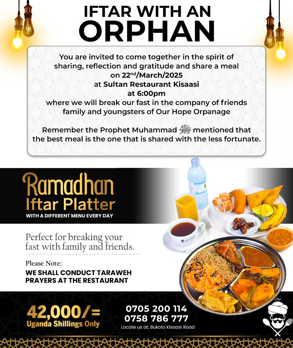 SultanRestaur2's tweet image. Iftar With An Orphan..An Initiative By Sister Munna. Buy A Plate For An Orphan At Only 42k..Come 22nd March. 2025
In Shaa Allah