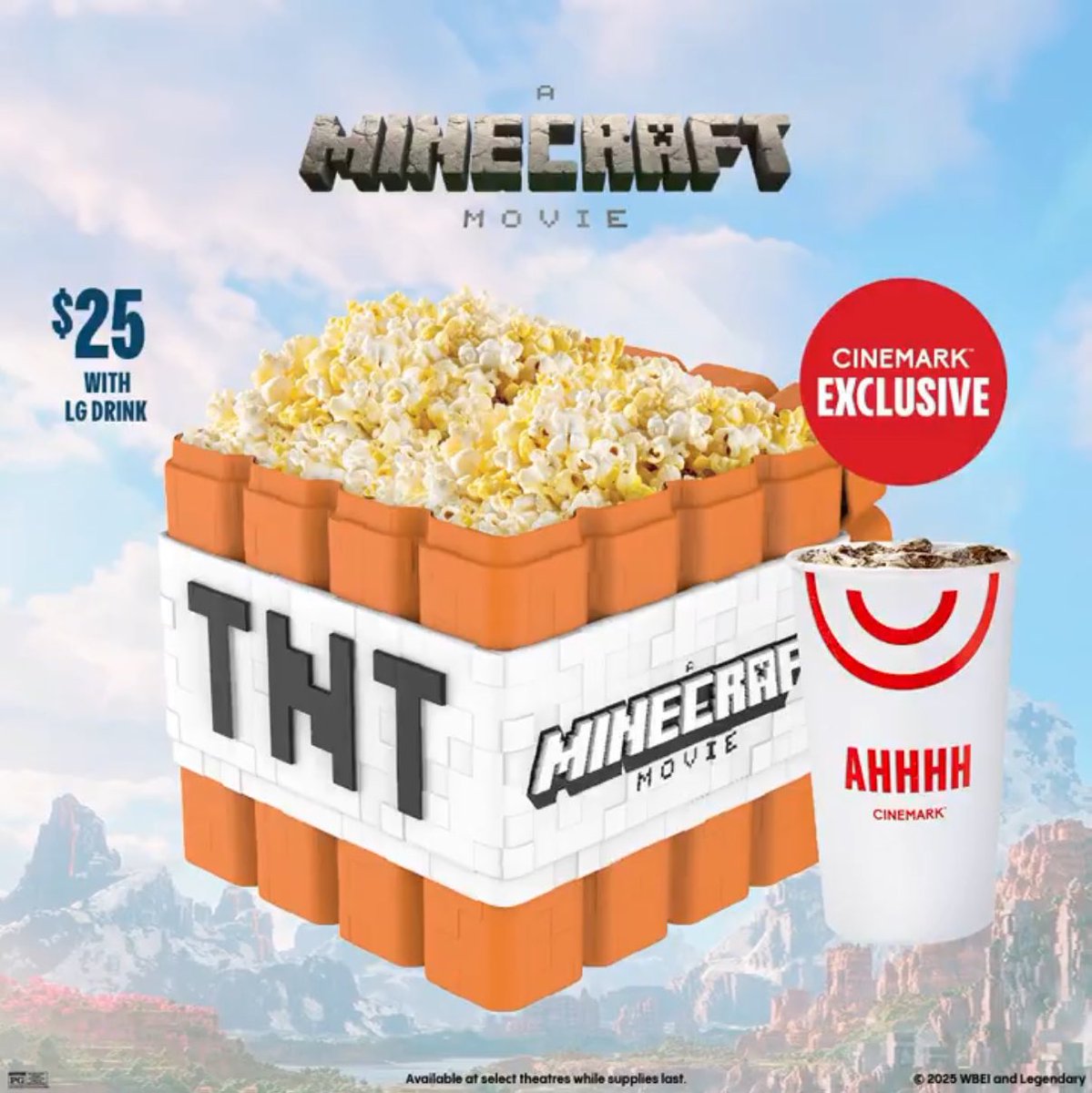 Dexerto's tweet image. The Minecraft live-action movie’s popcorn buckets have been revealed 

The collection features ‘TNT’ and ‘Chicken Jockey’ designs