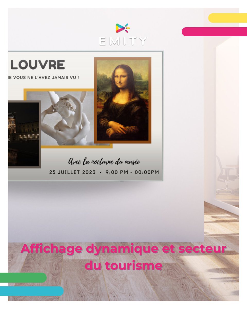 EmitySignage's tweet image. Dans le secteur du tourisme et culturel, capter l’attention au bon moment fait toute la différence. Que ce soit pour les musées, les centres culturels ou les offices de tourisme, vos visiteurs attendent une information claire, un parcours fluide et une expérience enrichissante.
