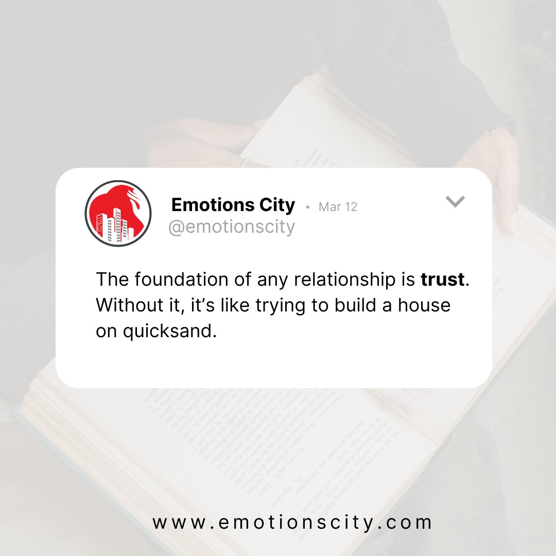 EmotionsCity's tweet image. Trust takes years to build, seconds to break, and forever to repair.

#RelationshipBuilding
#TrustIsKey