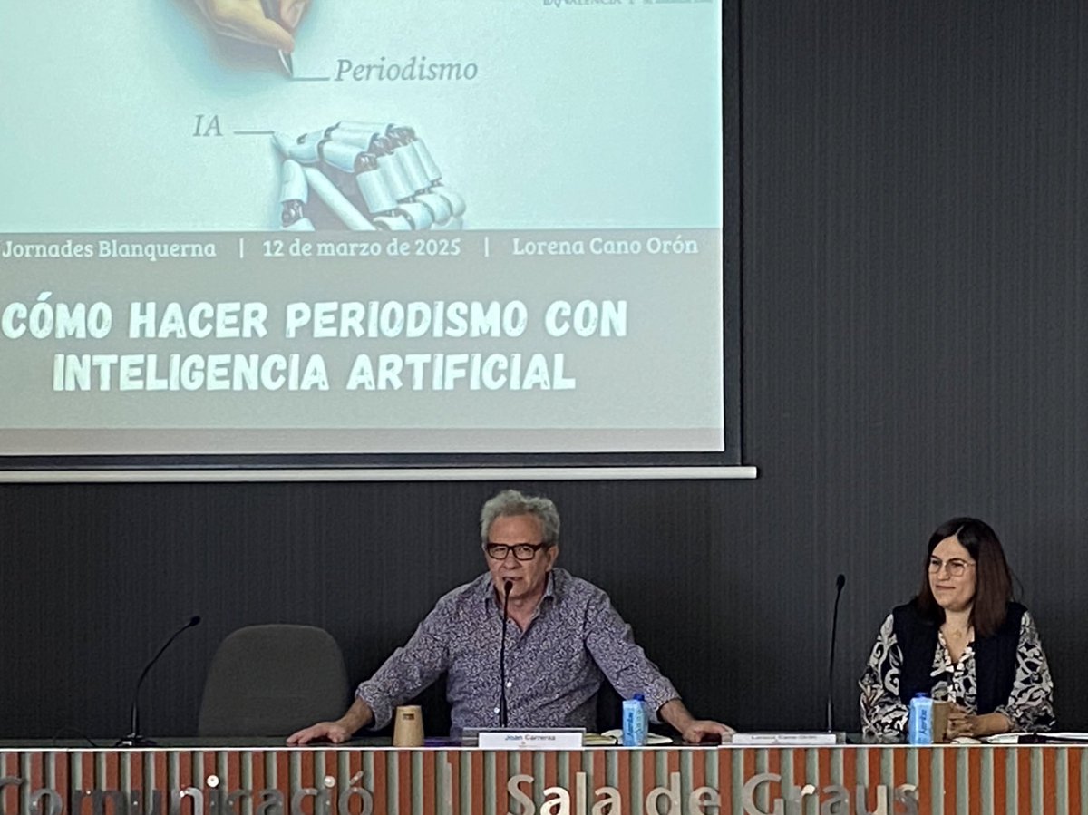 31 Jornades Blanquerna a FCRI. Els alumnes han pogut conèixer avui l’ús actual d’eines d’IA als mitjans, l’impacte i millores en els fluxos de treball dels periodistes, sense perdre de vista el punt ètic. Tot això, de la mà de la doctora Lorena Cano i el professor  Joan Carreras.