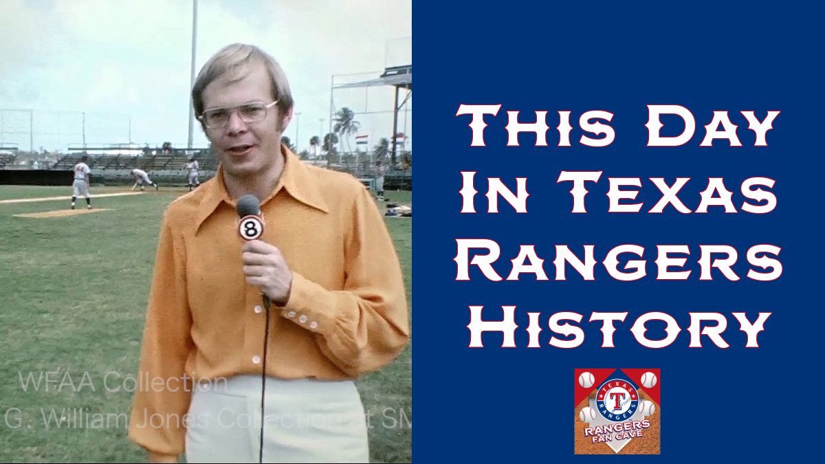 This Day in Texas Rangers History: 1972 - The Texas Rangers, fresh off their move from D.C., train in Pompano Beach, FL, for their 1st season, a historic reboot for the franchise! (The photo is a young Verne Lundquist reporting.)