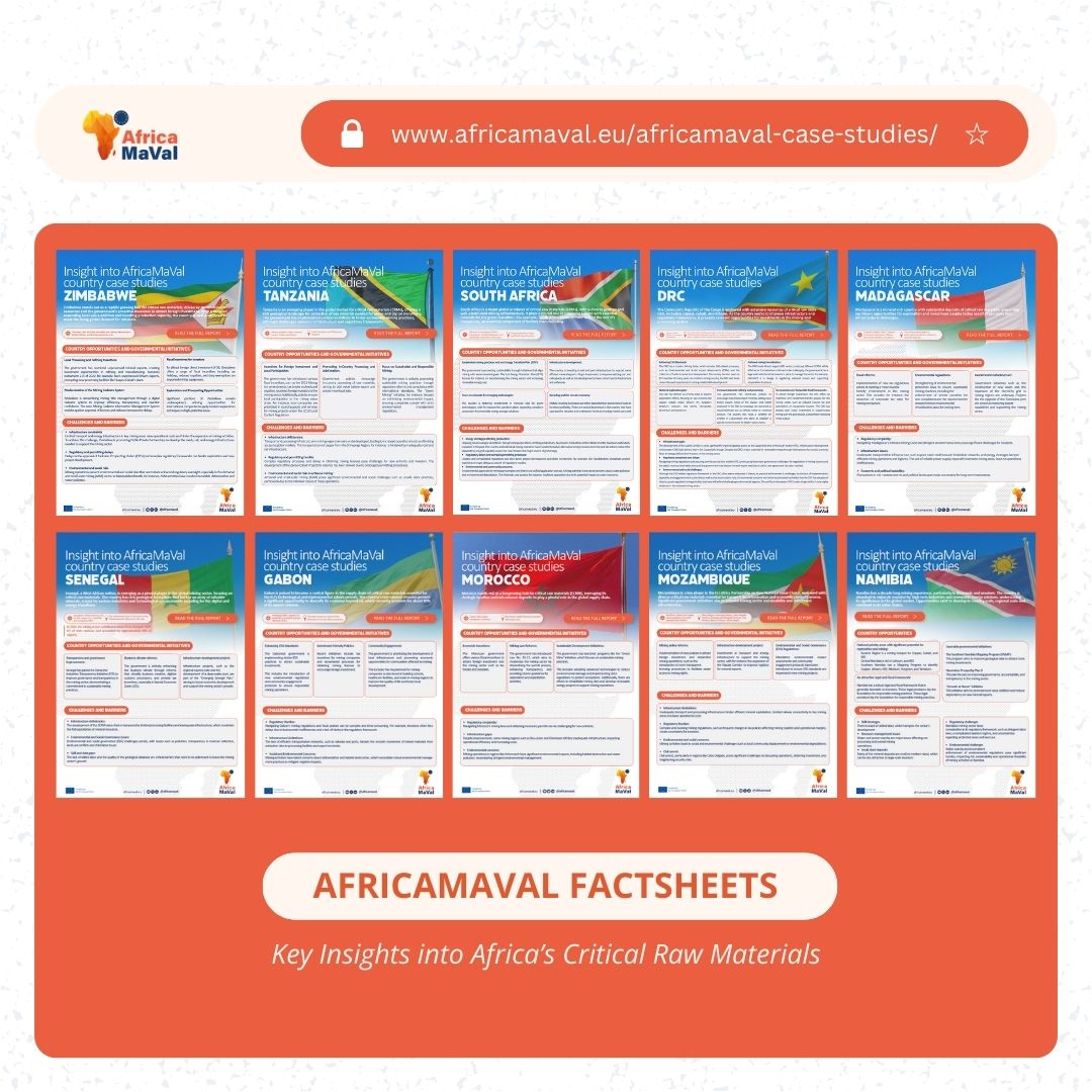 📄We’ve condensed key insights from 10 case studies on #Africa’s Critical Raw Materials into concise, easy-to-read factsheets.

🔹 CRM landscape
🔹 Challenges &amp; opportunities
🔹 Key takeaways for policymakers &amp; investors

👉 Download them out: africamaval.eu/africamaval-ca…
