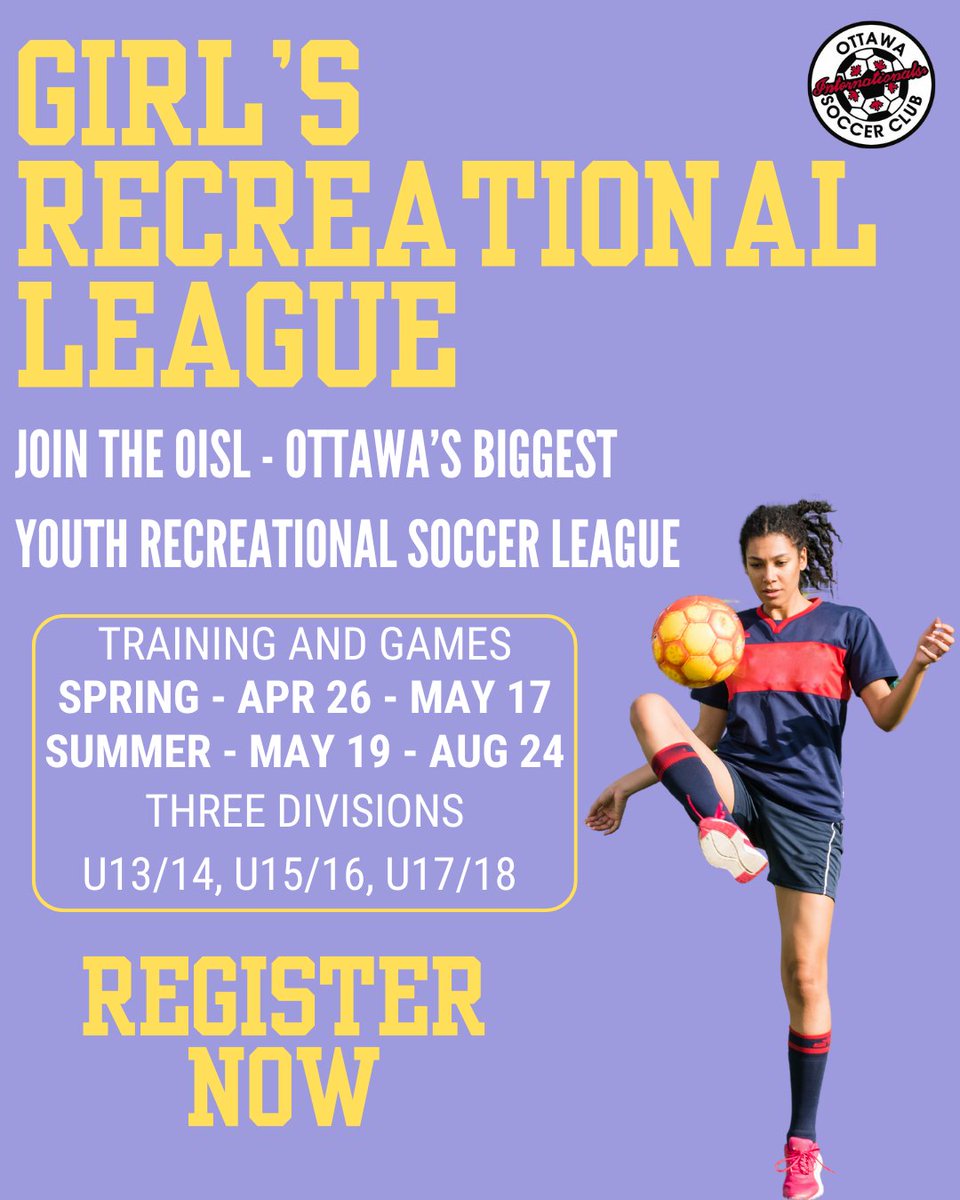 OttawaIntSoccer's tweet image. Get ready for an exciting and fun soccer season with the Ottawa Internationals Soccer League! ⚽🔥 

Develop your skills, play weekly games, and be part of Ottawa’s biggest youth recreational league. 

Register here: ottawasoccer.com/register/

 #GirlsSoccer #GirlsInSports  #OISC