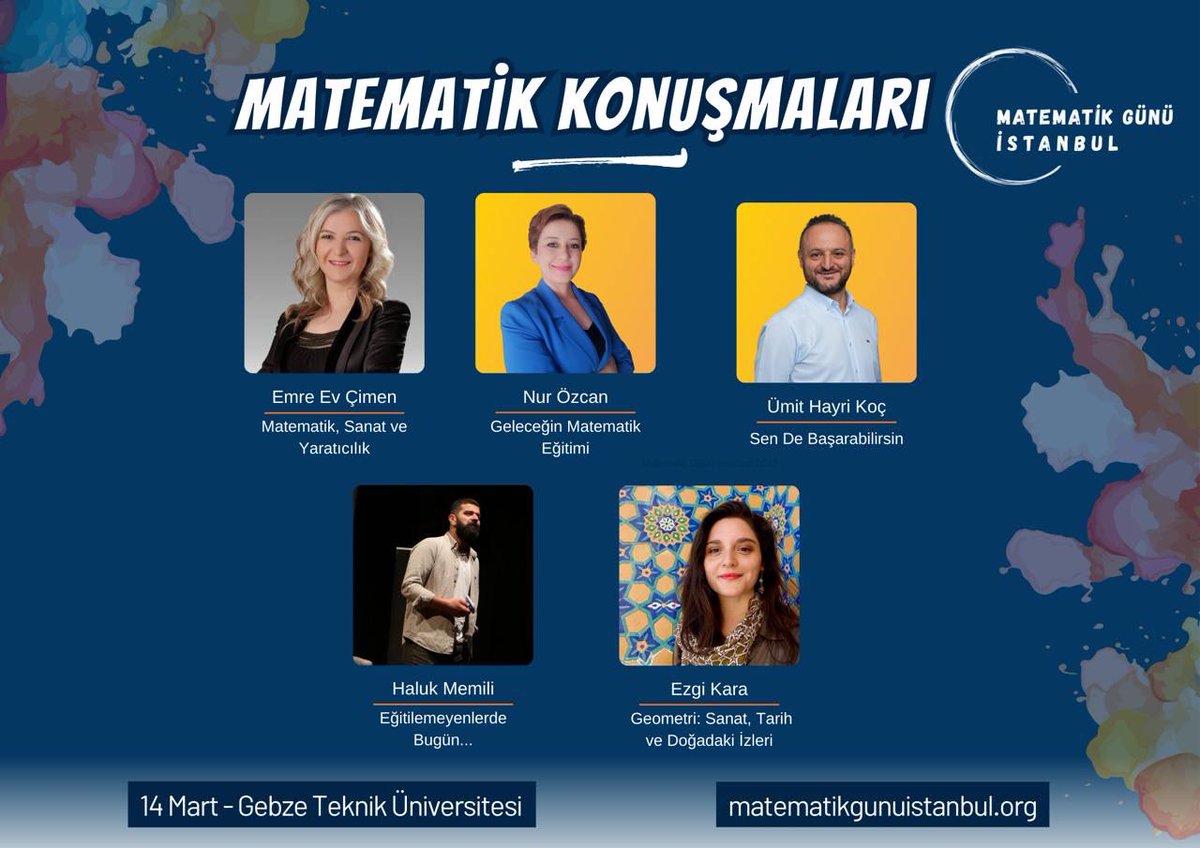 📢 Matematik Günü İstanbul’da ilham verici konuşmalar seni bekliyor✨

📅 Tarih: 14 Mart
📍 Yer: Gebze Teknik Üniversitesi

Detaylar ve kayıt için: matematikgunuistanbul.org

#MatematikGünü #Matematikeğitimi #GTÜ #MatematikGünüİstanbul #Yaratıcılık #GeleceğinEğitimi 🚀