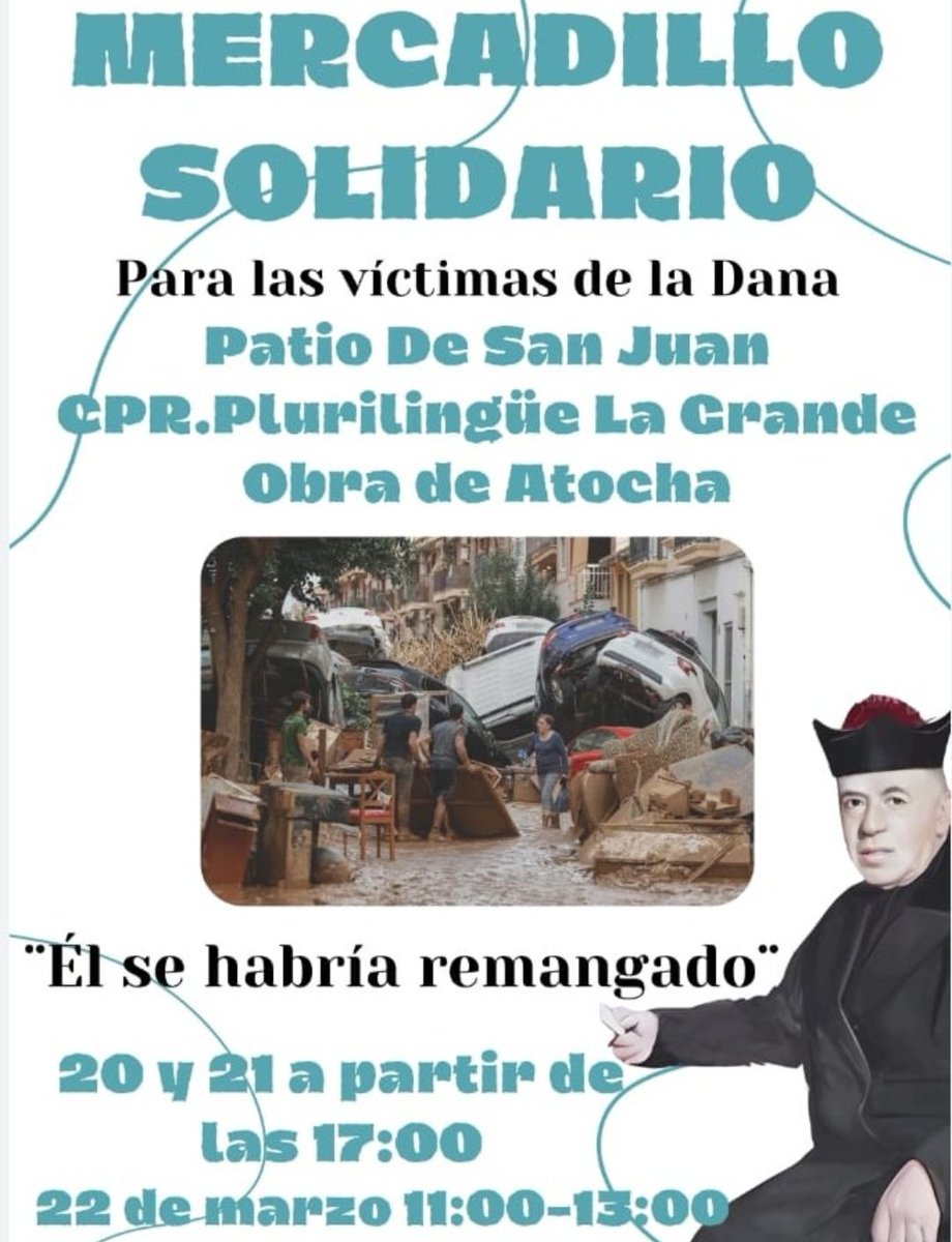 ¡Tu apoyo hace la diferencia! 💪✨ 
Ven con tu familia y amigos. Podrás adquirir productos de segunda mano y nuevos... juguetes, artesanía, ropa, libros... Todo lo recaudado será destinado para ayudar a las víctimas de la DANA de Valencia!
Juntos podemos lograr grandes cosas!