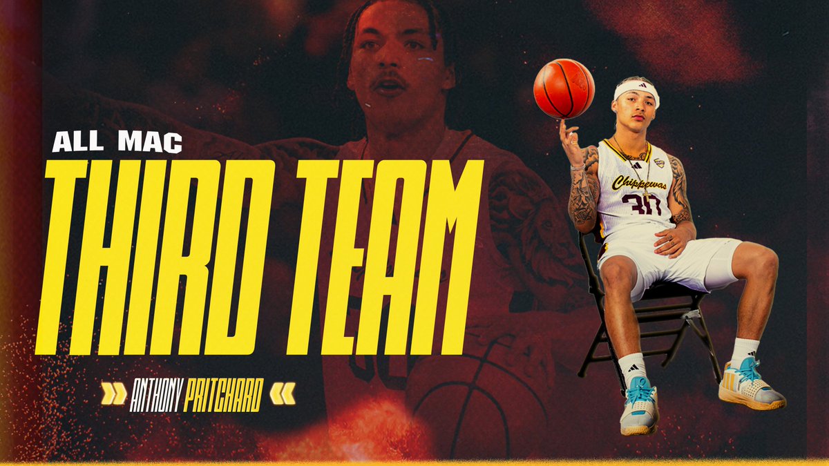 CMU Men's Basketball (@cmumensbball) on Twitter photo Congrats to <a href="/AnthonyP_30/">Anthony Pritchard</a>!
Becomes the first player in <a href="/CMUMensBBall/">CMU Men's Basketball</a> history to earn All-<a href="/MACSports/">MACtion</a> Defensive Team honors for the second year!
#FireUpChips 🔥⬆️🏀 Congrats to <a href="/AnthonyP_30/">Anthony Pritchard</a>!
Becomes the first player in <a href="/CMUMensBBall/">CMU Men's Basketball</a> history to earn All-<a href="/MACSports/">MACtion</a> Defensive Team honors for the second year!
#FireUpChips 🔥⬆️🏀