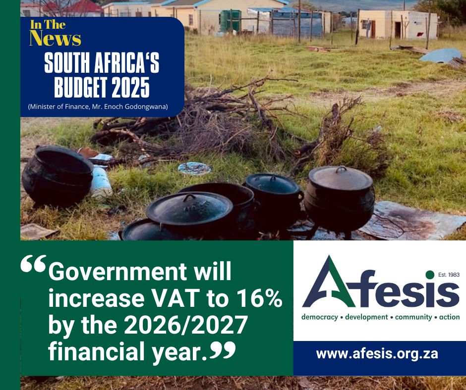 Government will increase VAT to 16% by the 2026/2027 financial year. South Africa needs solutions that do not trade off the well-being of the poor for budgetary fixes that make concessions for the rich. 
#Budget2025 #BudgetSpeech2025