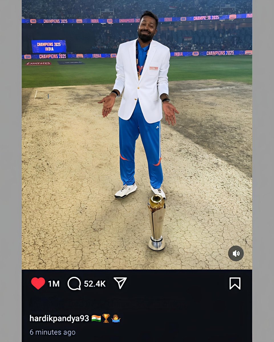 Ankit12kum's tweet photo. HARDIK PANDYA - THE FASTEST INDIAN TO HIT 1M LIKE ON INSTRAGRAM. 🤯

- 1M Like In just 6 minutes....!!!! 🔥 https://t.co/WhXA9yhksY