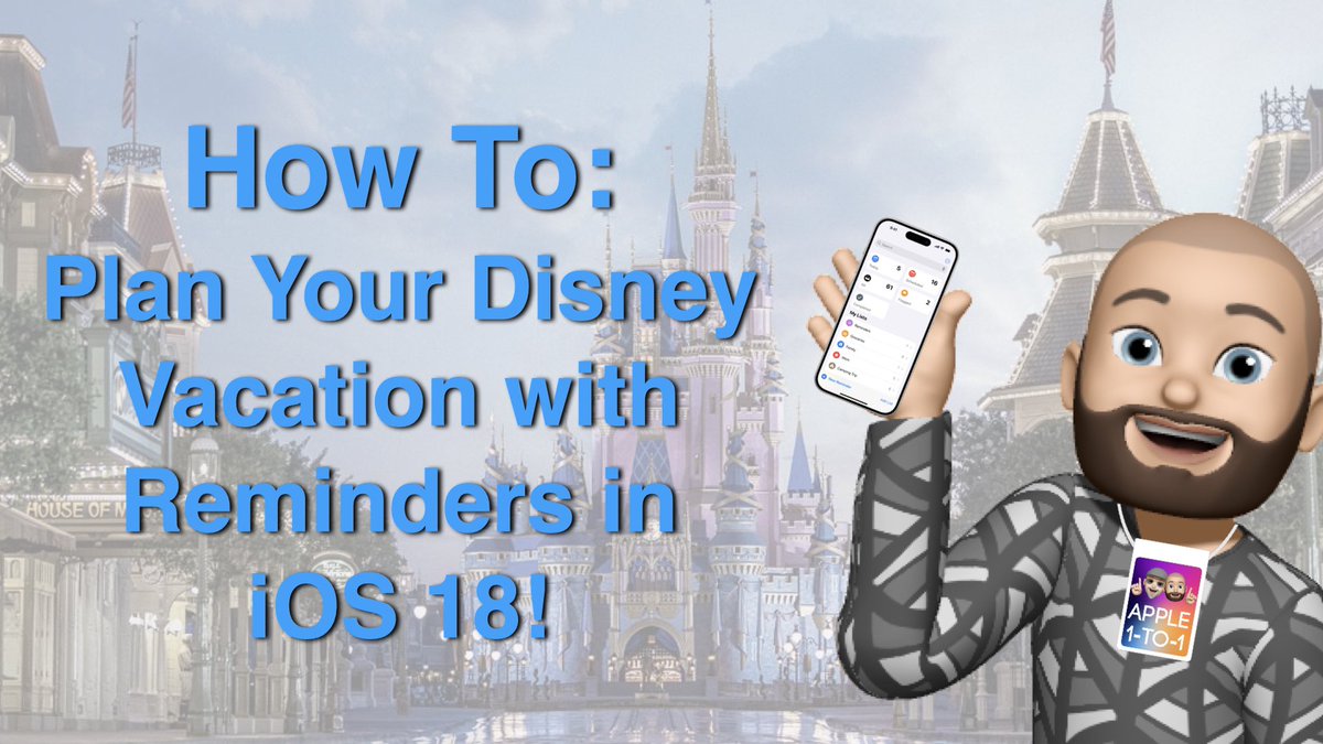APPLE 1-TO-1 (@apple1to1) on Twitter photo Plan Your #Disney #Vacation with #Reminders in #iOS18 🏰📱 ’ll show you how to use the Reminders app to organize dining reservations and create a daily park itinerary. #apple #ios 
youtu.be/rHzonbsC-pc Plan Your #Disney #Vacation with #Reminders in #iOS18 🏰📱 ’ll show you how to use the Reminders app to organize dining reservations and create a daily park itinerary. #apple #ios 
youtu.be/rHzonbsC-pc