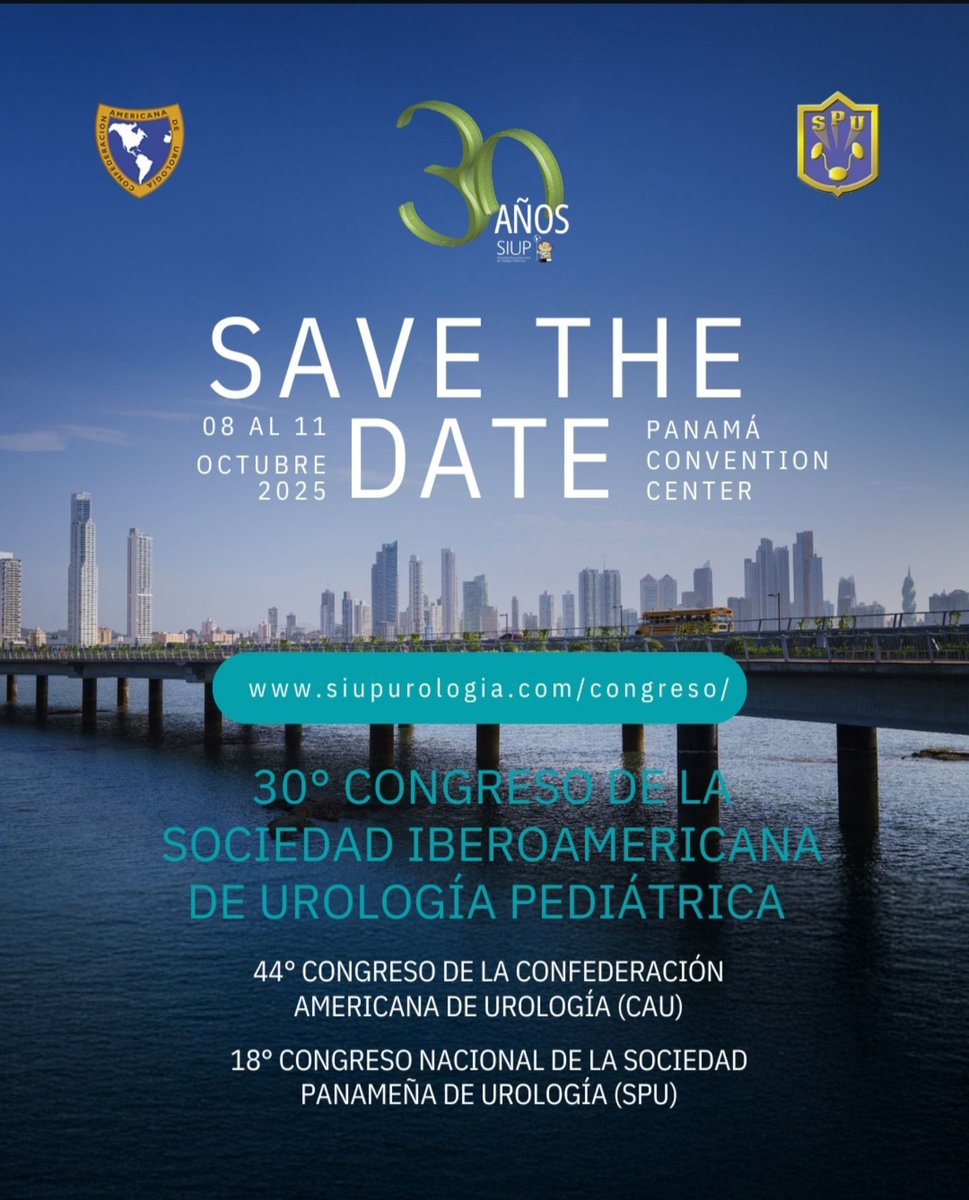 Este año es especial, ya que celebramos 30 años de la creación de SIUP años de conocimiento, crecimiento y apoyo a nuestra comunidad, que convergen en este evento. Ingresen a caupanama2025.com/para mayor información. 
#SIUP #CAU2025 #CAUpanamá #urologia #urologiapediatrica