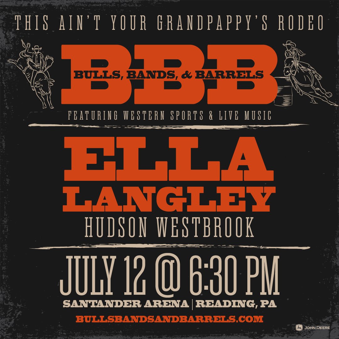 Peachtree Entertainment (@peachtreeent) on Twitter photo LINEUP ANNOUNCEMENT 🚨 Your 2025 <a href="/BullBandBarrels/">Bulls, Bands, and Barrels</a> lineup is here! @EllaLangleyMsic will headline at <a href="/Santander_Arena/">Santander Arena & Performing Arts Center</a> on Saturday 7/12 with special guest, @HudsonWmusic after an adrenaline-packed night of bull riding and barrel racing 💥 Tickets go on-sale Friday at 10 AM ET! 🎟 LINEUP ANNOUNCEMENT 🚨 Your 2025 <a href="/BullBandBarrels/">Bulls, Bands, and Barrels</a> lineup is here! @EllaLangleyMsic will headline at <a href="/Santander_Arena/">Santander Arena & Performing Arts Center</a> on Saturday 7/12 with special guest, @HudsonWmusic after an adrenaline-packed night of bull riding and barrel racing 💥 Tickets go on-sale Friday at 10 AM ET! 🎟