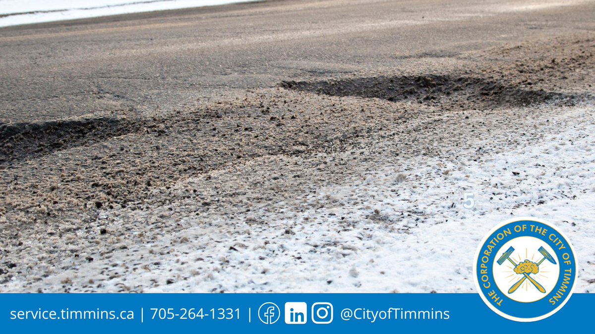 We hate potholes, too. See a pothole, report it online at service.timmins.ca. 

#timmins #springthaw #potholessuck #potholehunting