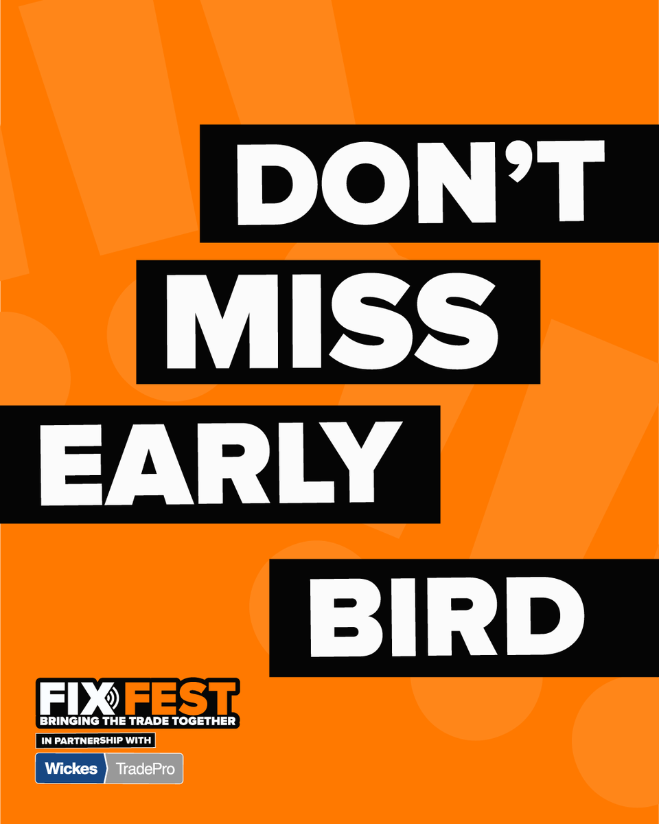 Our FixFest early-bird window is closing soon! Secure your tickets for the first UK music festival for tradespeople, at 25% discount while you still can 🙌

Tickets 👉 fixfest.co.uk