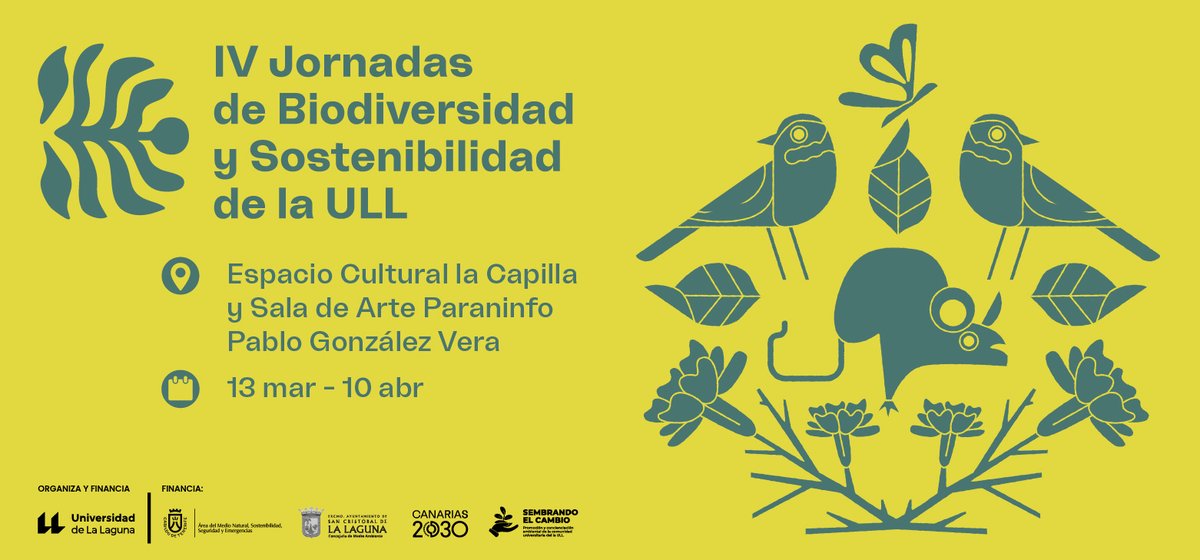 ULL's tweet photo. 🌿 La Universidad de La Laguna inaugura mañana sus IV Jornadas de Biodiversidad Canaria y Sostenibilidad

👉 https://t.co/ITu1Etur6K https://t.co/5HZQSwqq5G