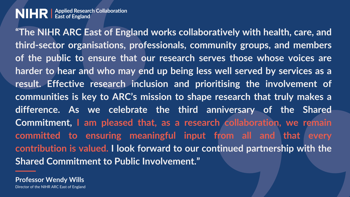 ARC_EoE's tweet image. We are pleased to celebrate the 3⃣rd anniversary of the #SharedCommitment! Together, we are championing effective #PublicInvolvement in #research and enhancing its quality and impact.

Our Director, @Wendy_J_Wills, shares the message below👇