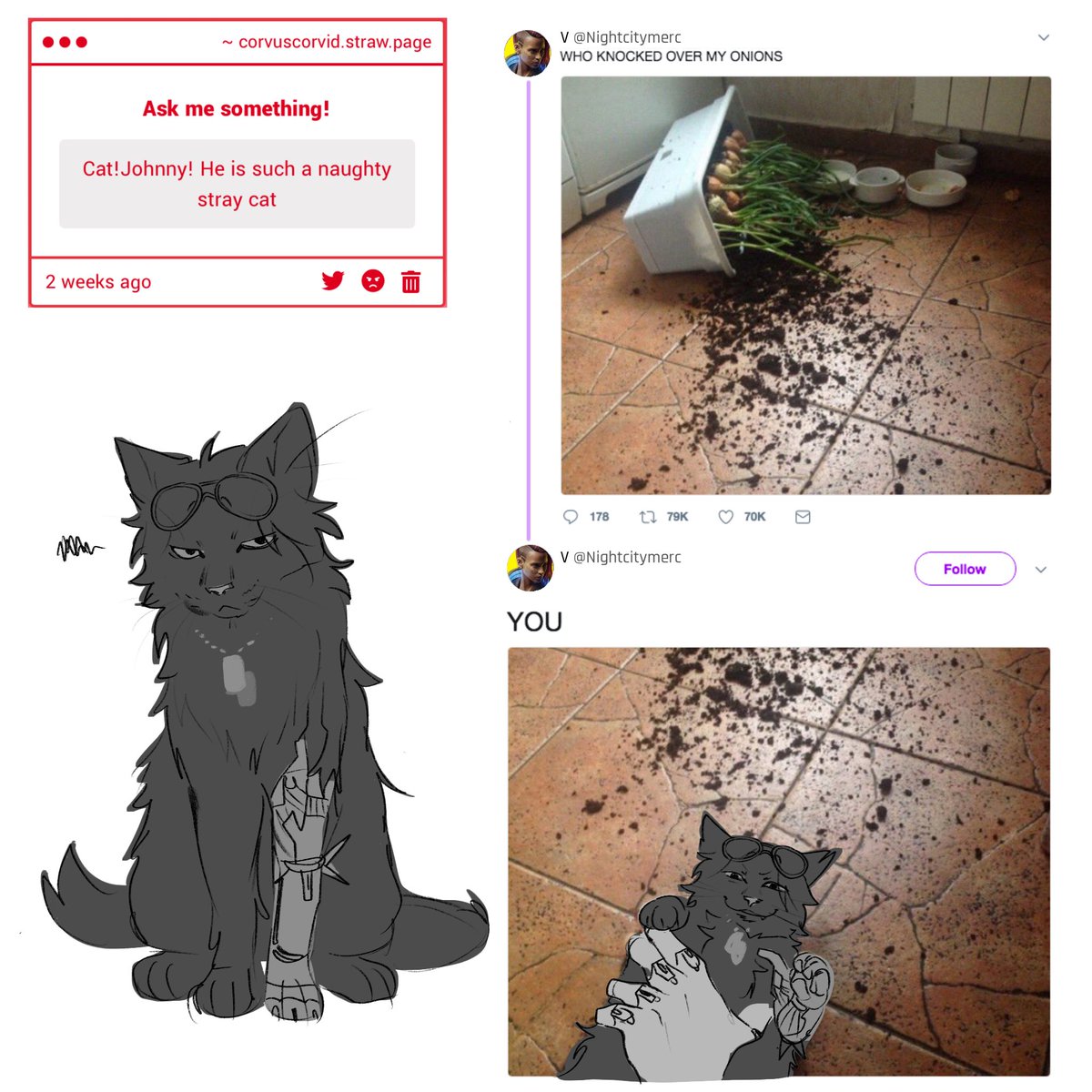 CorvusCorv1d's tweet photo. Sorry Im late on requests 😭💔
Anyways Nibbles is definitely the favorite cat of the household https://t.co/nPPQRCjlCG