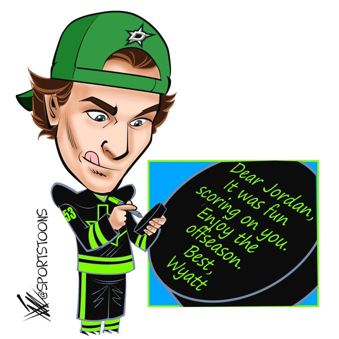 1053thefan's tweet photo. On the latest Spits and Suds podcast, @gjspittle visits with @sportstoons to discuss his drawings of various Stars players, which players he loves to draw the most, and much more #TexasHockey

Listen: https://t.co/XSDYolkLgz https://t.co/fYCZrSFljD