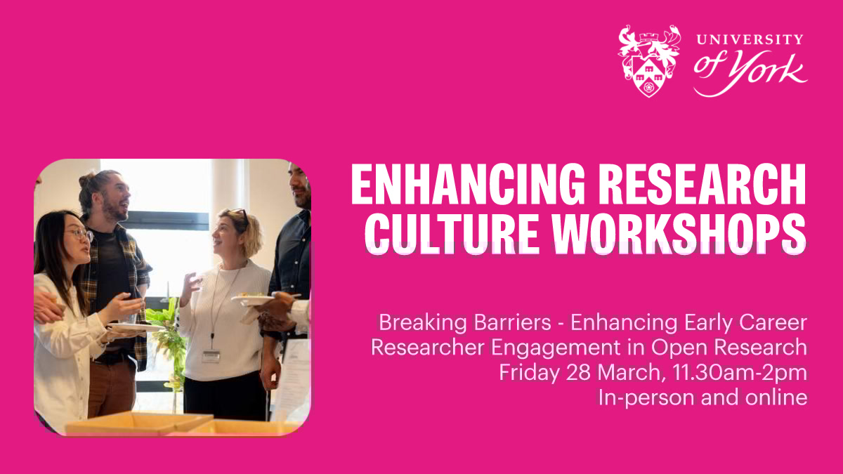 Biology at York (@biologyatyork) on Twitter photo Breaking Barriers: Enhancing ECR Engagement in Open Research, Friday 28 March, 11.30am-2pm.
Exploring potential barriers to participating in open research and initiatives such as <a href="/ReproducibiliT/">ReproducibiliTea</a>.
Open to UoY staff and PGR students, sign up via the Staff Digest or YGRS newsletter Breaking Barriers: Enhancing ECR Engagement in Open Research, Friday 28 March, 11.30am-2pm.
Exploring potential barriers to participating in open research and initiatives such as <a href="/ReproducibiliT/">ReproducibiliTea</a>.
Open to UoY staff and PGR students, sign up via the Staff Digest or YGRS newsletter