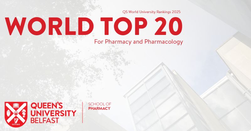 Brendan Gilmore (@brendanfgilmore) on Twitter photo We're proud to announce that the School of Pharmacy <a href="/pharmacyatQUB/">QUB Pharmacy School</a> has achieved a remarkable milestone in the latest QS World University Rankings by Subject, ranking 19th in the WORLD for Pharmacy and Pharmacology, and the top-ranked School at Queen’s:
qub.ac.uk/News/Allnews/2… We're proud to announce that the School of Pharmacy <a href="/pharmacyatQUB/">QUB Pharmacy School</a> has achieved a remarkable milestone in the latest QS World University Rankings by Subject, ranking 19th in the WORLD for Pharmacy and Pharmacology, and the top-ranked School at Queen’s:
qub.ac.uk/News/Allnews/2…
