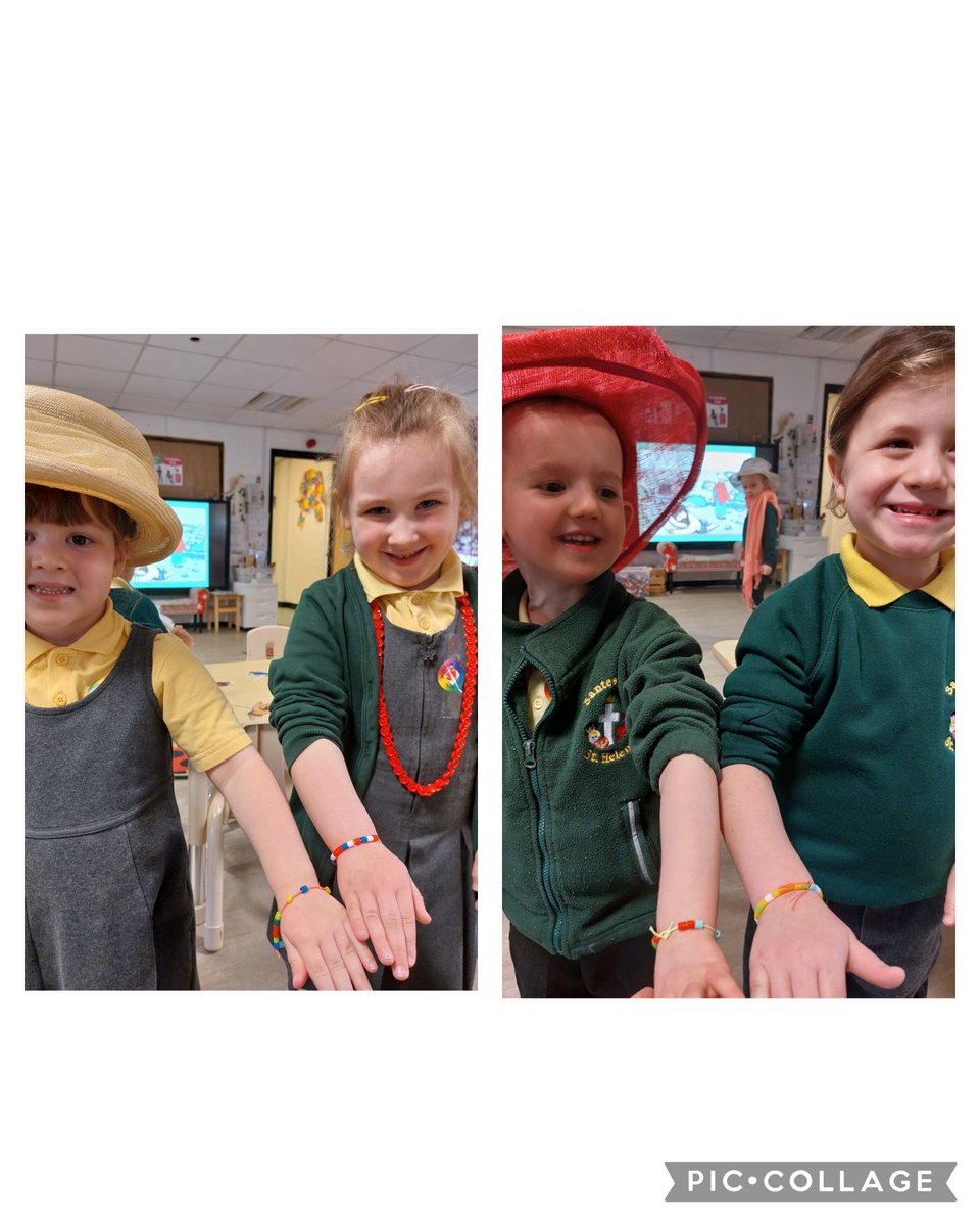 sthcpsbarry's tweet photo. #MeithrinPM have listened to the story of The Good Samaritan. What makes a good friend of Jesus? Being kind, caring, sharing and helpful. We have each made a friendship bracelet for our friends. 👬👫👭 https://t.co/08RG2mREnU