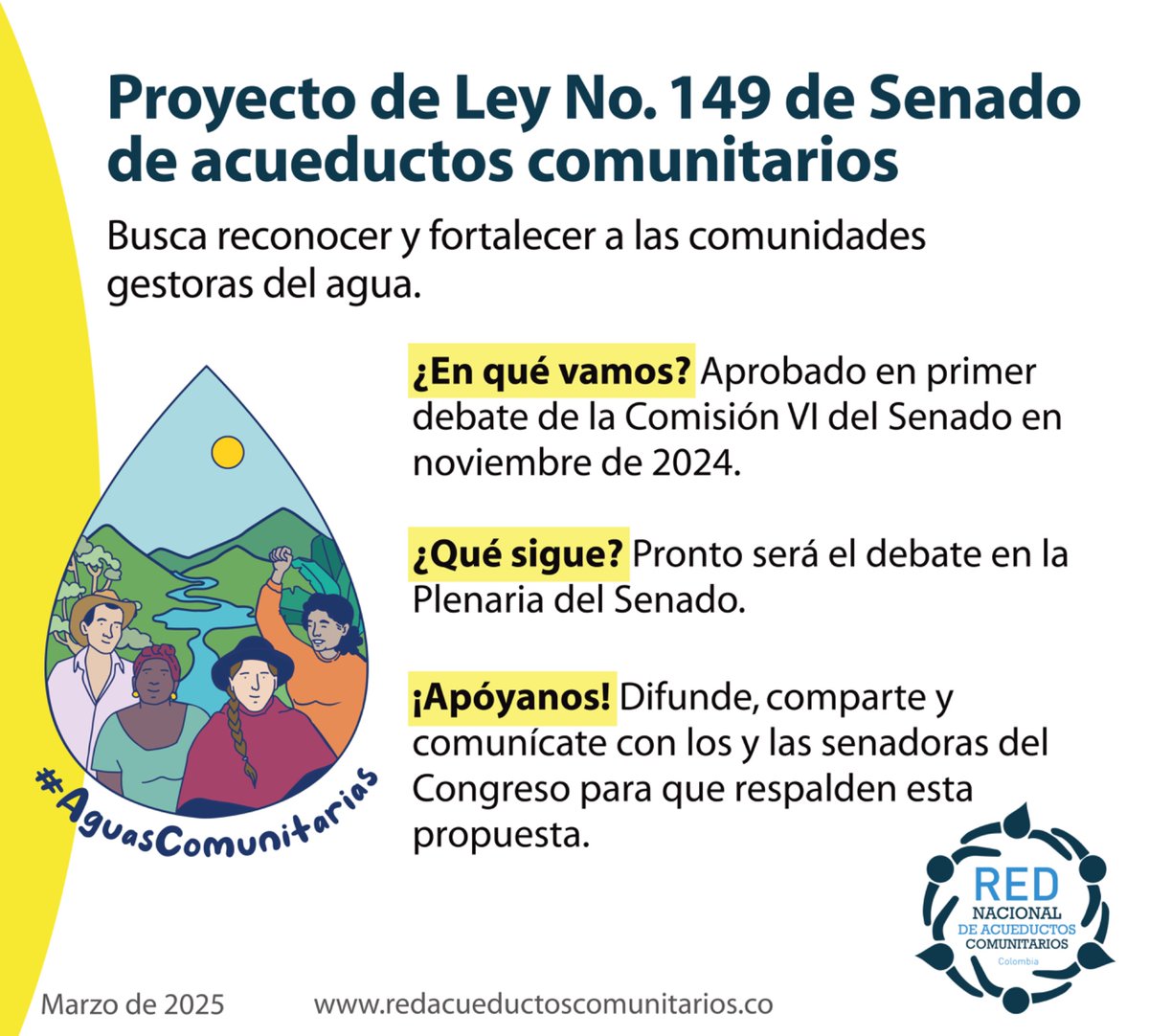 Hoy se debate nuestro proyecto de ley en la Plenaria del Senado, ¡apóyanos! 💦#aguascomunitarias