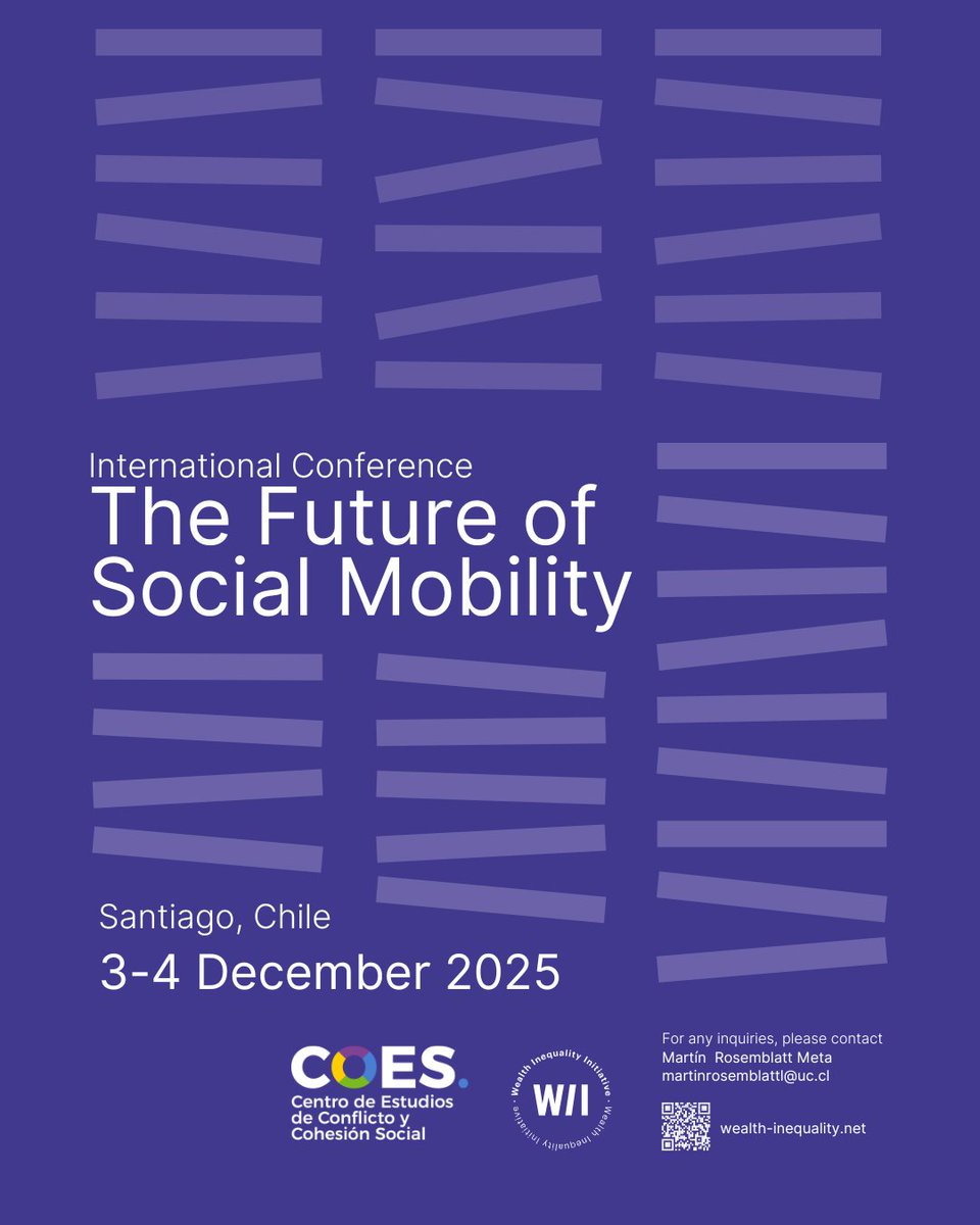 📢 Save the Date! 🌍 On Dec 3-4, 2025, join us in Santiago for The Future of Social Mobility International Conference. Don’t miss out! 🔥
🔗 More info at coes.cl #SocialMobility2025 #COES