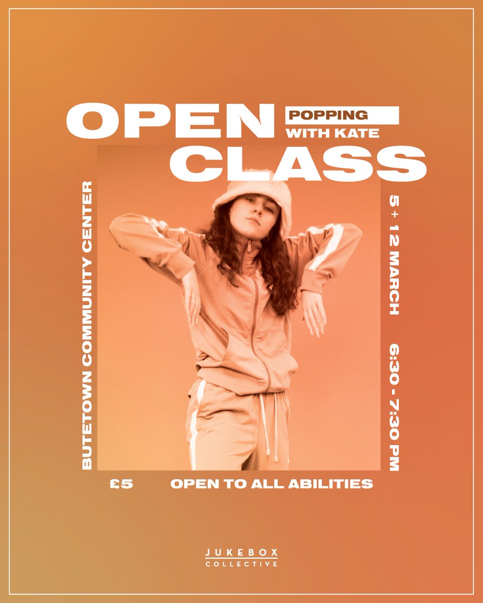Popping with Kate at Open Class tonight

7:30 - 8:30pm, Butetown Community Centre
Open to kids+teens of all abilities

Sign up here 👇
app.classfit.com/businessprofil…
#dancecardiff #cardiffdancers #cardiffdanceclasses #cardiffdance #jukeboxcollective