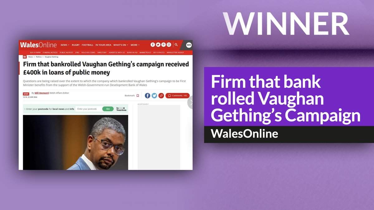 RegionalPressAwards (@regpressawards) on Twitter photo Congratulations to <a href="/WalesOnline/">WalesOnline 🏴</a> for being awarded winner of Scoop of the Year for ‘Firm that bank rolled Vaughan Gething’s Campaign’ at the #RegionalPressAwards2025 Congratulations to <a href="/WalesOnline/">WalesOnline 🏴</a> for being awarded winner of Scoop of the Year for ‘Firm that bank rolled Vaughan Gething’s Campaign’ at the #RegionalPressAwards2025