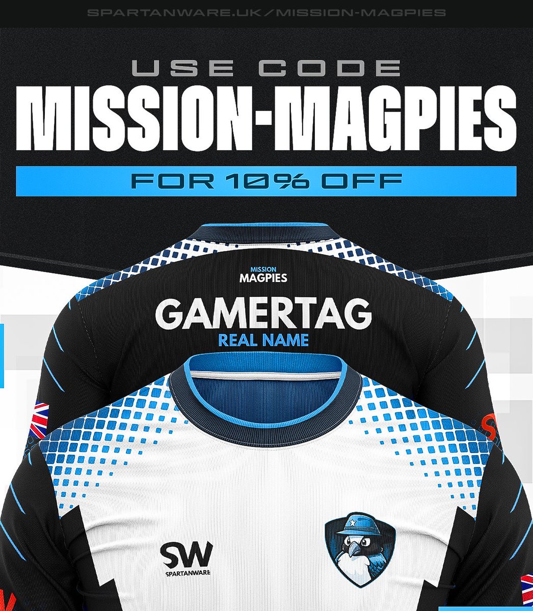 Mission Magpies (@missionmagpies) on Twitter photo Supoort Mission Magpies at CDL Major 2 with one of our top quality jerseys from <a href="/Spartan_Ware/">SpartanWare</a>!
Save 10% with code “mission-magpies”:
spartanware.uk/mission-magpie… Supoort Mission Magpies at CDL Major 2 with one of our top quality jerseys from <a href="/Spartan_Ware/">SpartanWare</a>!
Save 10% with code “mission-magpies”:
spartanware.uk/mission-magpie…