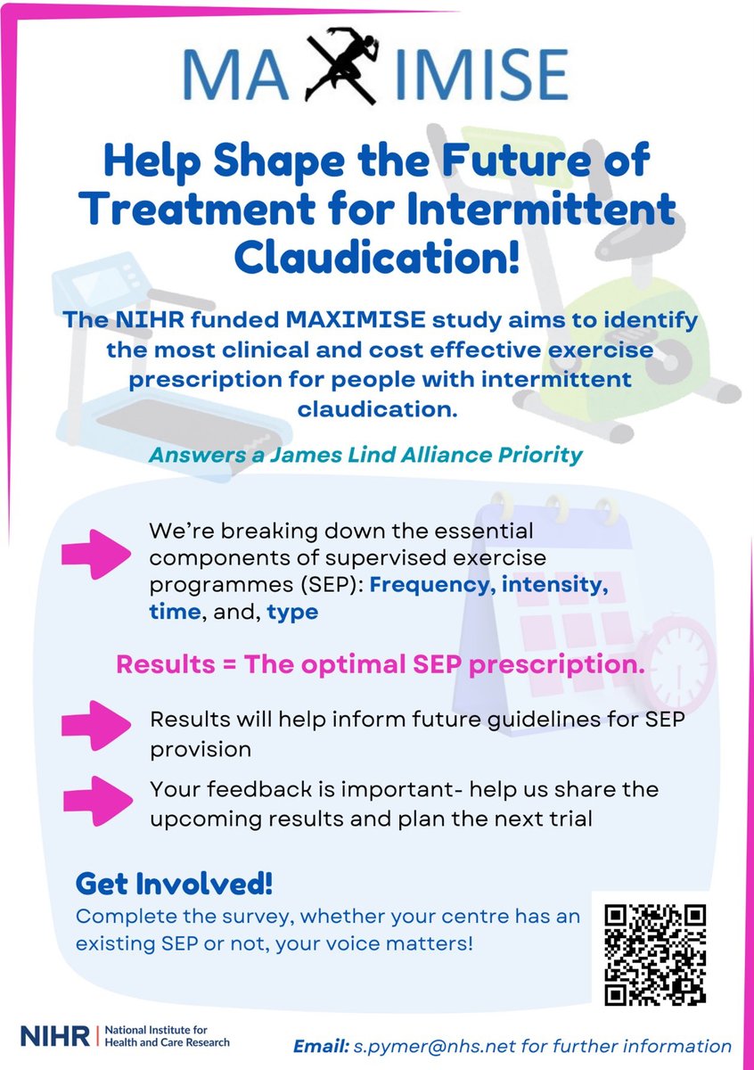 Clinical Exercise Physiology UK (@clinexphysuk) on Twitter photo 🚨Do you work with patients with intermittent claudication?
<a href="/seanpymer9/">Sean Pymer</a> and colleagues are working on identifying the optimal exercise prescription for this population. Please held them plan the best way to share the results by scanning the QR code and completing the survey! 🚨Do you work with patients with intermittent claudication?
<a href="/seanpymer9/">Sean Pymer</a> and colleagues are working on identifying the optimal exercise prescription for this population. Please held them plan the best way to share the results by scanning the QR code and completing the survey!