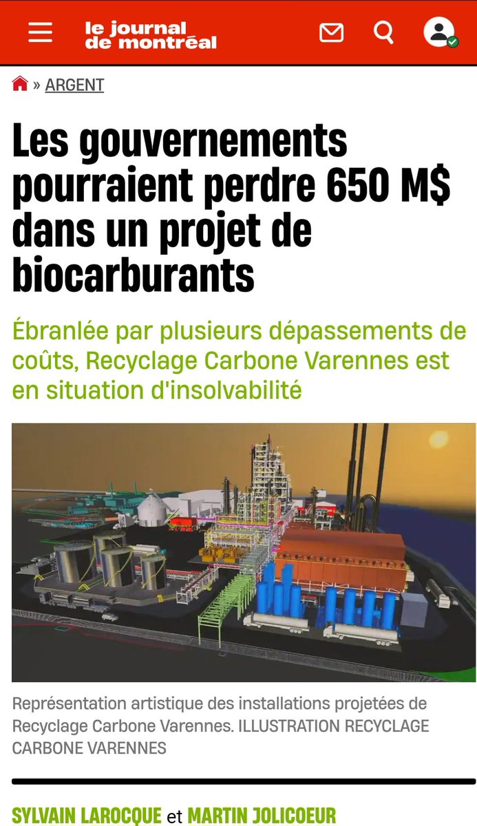 PaulPlamondon's tweet photo. Le même jour où on apprend la faillite de Northvolt et la perte de 470 millions en fonds public, on apprend également l'existence d'un autre fiasco financier signé par la CAQ et le fameux « flair » de Pierre Fitzgibbon. Pas moins de 365 millions en fonds publics seraient en jeu dans ce dossier Recyclage Carbone Varennes.

Jamais un gouvernement n'aura autant lancé d'argent par la fenêtre dans un nombre incalculable de projets de ce genre : Northvolt, Taïga, Flying Whales, pour ne nommer que ceux-là. Avec le résultat du pire déficit de notre histoire et un recul marqué des services à la population. Ce modèle économique, où un seul homme a pu choisir selon son instinct les entreprises qui gagnent le gros lot, est complètement désuet.

Il est temps de mettre fin au bar ouvert des subventions aux entreprises (qui ont augmenté de près de 70% sous la CAQ) pour se concentrer sur la réduction du fardeau fiscal et administratif des PME, sur la diversification de nos exportations, sur l'augmentation de notre productivité et sur l'automatisation.

https://t.co/AkCMcSOAqd