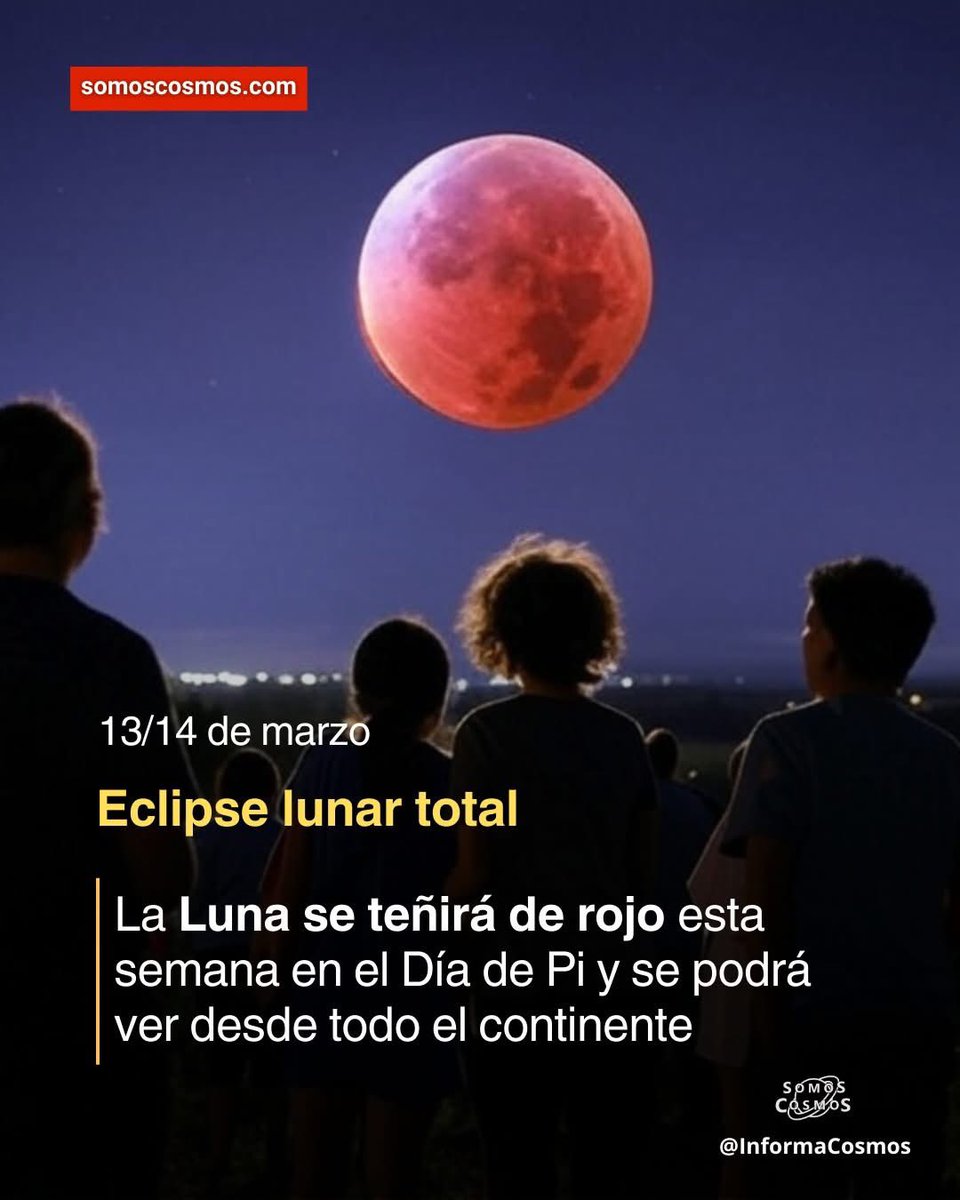 InformaCosmos's tweet photo. La noche del 13 al 14 de marzo la Luna cruzará la sombra del planeta, un fenómeno que se conoce como eclipse lunar. 

Este no será un eclipse cualquiera, la Tierra se interpondrá completamente entre el Sol y la Luna, proyectando su sombra sobre la Luna y bloqueando la luz solar directa. Durante este fenómeno, la Luna no desaparece, sino que adquiere un tono rojizo debido a la refracción y dispersión de la luz solar en la atmósfera terrestre. Por esta razón a este eclipse también se le conoce como "Luna de sangre".