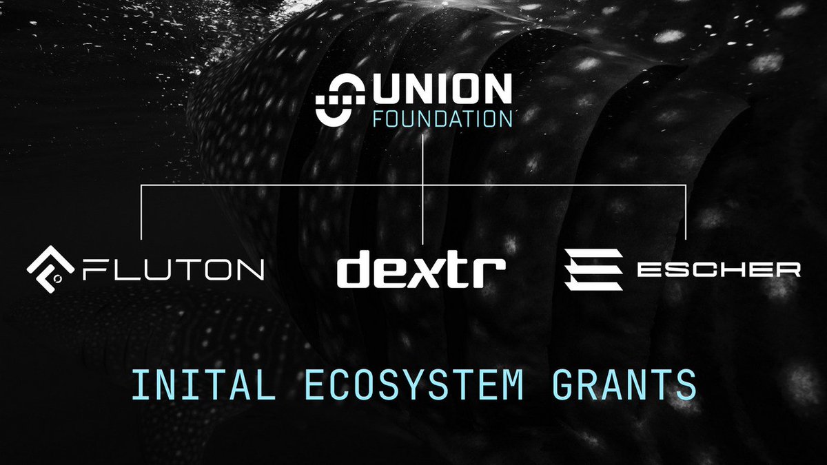 UnionFDN's tweet photo. 1) The Union Grants Program kicked off recently and we are delighted to announce awards to three of the earliest projects building on Union: @escher_fi, @Flutonio and @dextr_exchange. More on each project below: https://t.co/bFi1pXvtpM