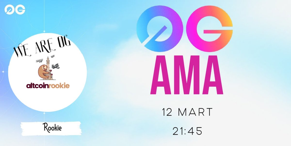 📢 Rookie x 0G Labs AMA! 

AMA etkinliğine katılan 5 kişiye  0G labs ın OG NFT projesi <a href="/OneGravityNFT/">One Gravity (Ø,G)</a> için FCFS wl vereceğim . 

Not: Şu an 1.4 $ETH, yani 2700 dolar civarında teklif var bu NFT'lere

Tarih :  12 MART
Saat :    21:45

👉 Katılım Şartları:
✅ Bu tweeti beğen ❤️ RT