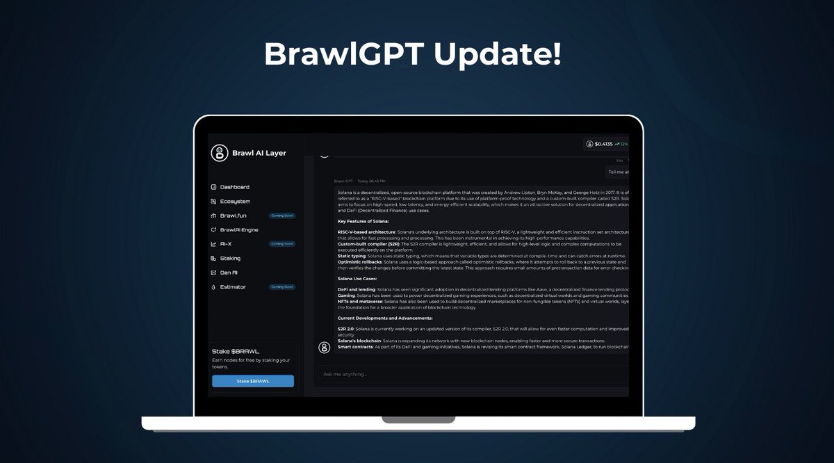 BrawlGPT Update!

In just a short time, our chatbot BrawlGPT has completed:

✅ 410+ chats 🤖
✅ 2,300+ messages sent 💬

And we’re just getting started…

More features, deeper AI insights, and Web3-specific tools are on the way!