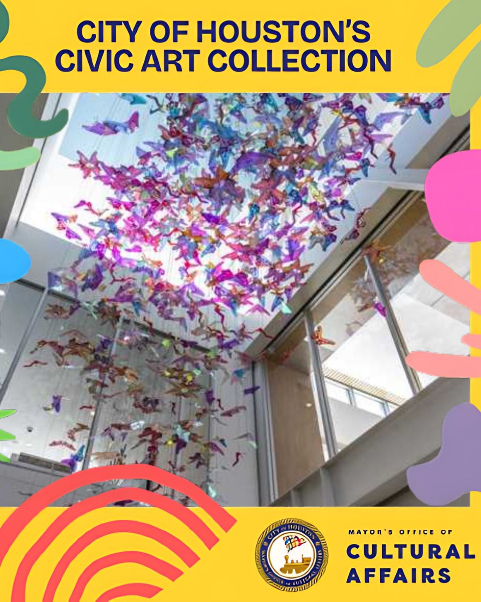 Step inside Alief Swarm by Bennie Flores Ansell at The Alief Neighborhood Center! 

900 dichroic acrylic shoes take flight, symbolizing movement &amp; migration. A stunning fusion of art &amp; community—don’t miss it! ✨