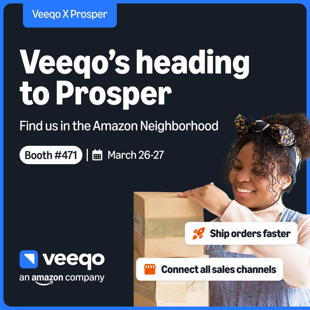 ONE WEEK COUNTDOWN: Prosper Show is just around the corner!

We're setting up camp at Booth #471 in the Amazon Neighborhood.

Stop by for:
 
🤝 1:1 chats with product experts
💻 Detailed demo of Veeqo, including our Profit Analyzer
❄️ Veeqo-branded fans to help you beat the heat