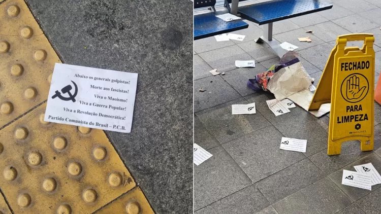 areamilitarof's tweet photo. URGENTE!! Terrorista implanta bomba que explode em terminal rodoviário de Pinheiros, em São Paulo, e deixa carta do Partido Comunista.

Junto da bomba havia panfletos que levavam uma imagem da foice e martelo, símbolo universal comunista, com os dizeres “abaixo os generais golpistas! Morte aos fascistas! Viva o Maoismo! Viva a Guerra Popular! Viva a Revolução Democrática!''.

Ao final havia a assinatura do PCB, Partido Comunista do Brasil, em referência ao Partido Comunista Brasileiro (PCdoB), segundo matéria do UOL.

Uma parte do terminal Pinheiros, na zona oeste da capital de São Paulo, foi isolada na manhã de hoje após uma explosão de uma bomba caseira no local.

O artefato, aparentemente caseiro, foi deixado em uma sacola e envolta em um papelão. O registro do caso foi por volta das 5h30, informou a concessionária SP Terminais Noroeste.

Apoie o meu trabalho pelo pix canalareamilitarof@gmail.com
